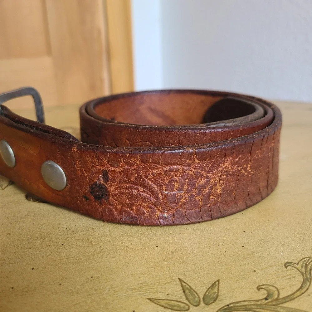 Genuine Leather Personalized MARVIN Sz 36 Brown Tooled Western Belt Rodeo Cowboy